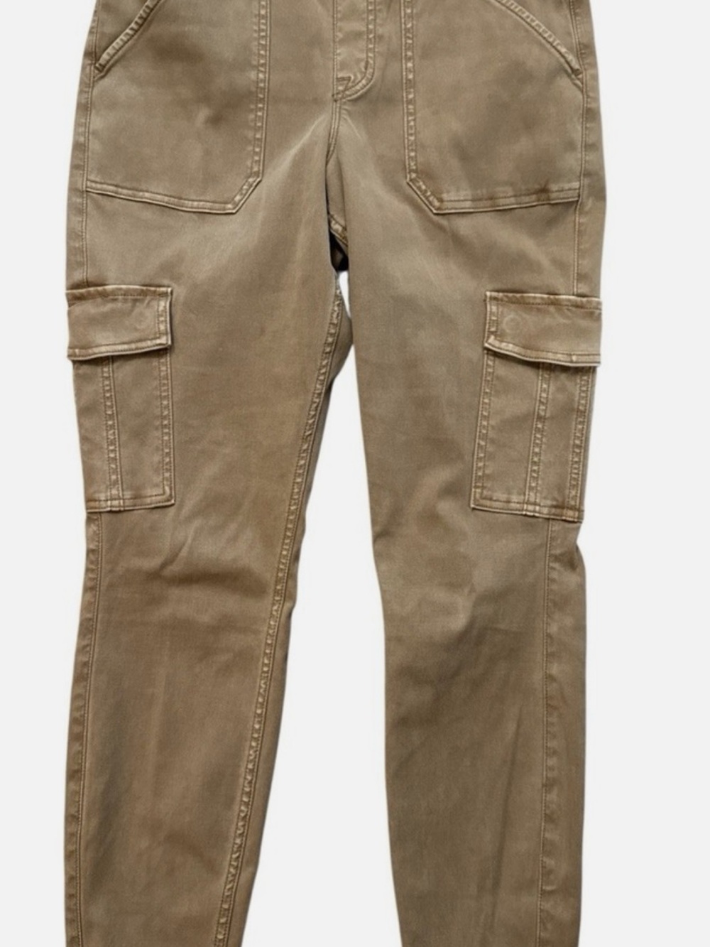 Spanx Cargo Pants Womens Large High Rise Slimming Twill Ankle Stretch -Olive - Picture 2 of 2